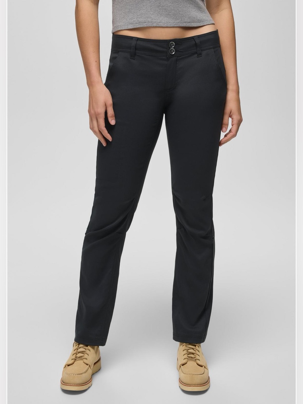 Prana Halle Low Rise Straight Leg Pants 2 Black Hiking Climbing Outdoor Nylon